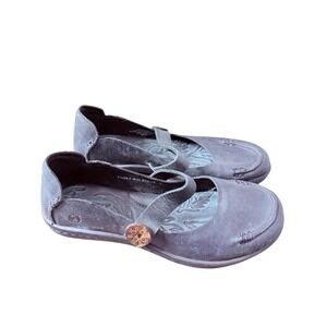 Born Womens 7.5 Med Black Leather Mary Jane Flats Slip On Shoes Casual Comfort